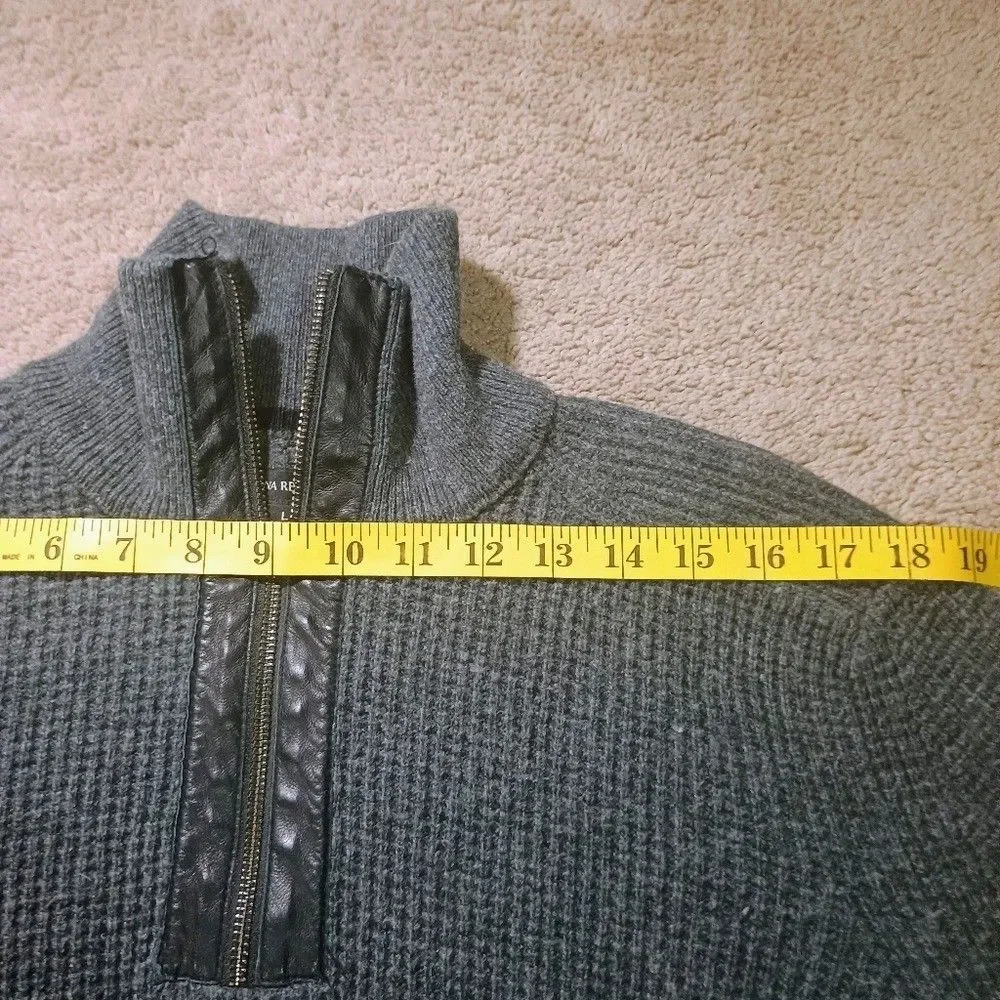 Banana Republic Quarter Zip Pullover Mens Large Gray Waffle Knit Sweater